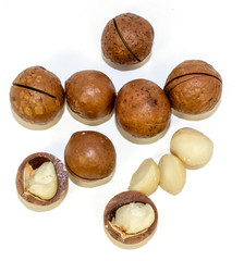 Macadamia nut on a white background