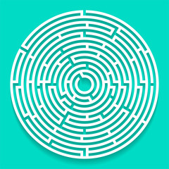 Round labyrinth maze game, Labyrinth shape design element