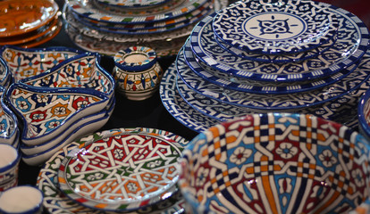 beautiful pottery in the souk