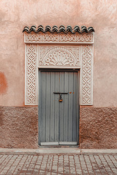 Old door in the city of Marrakech