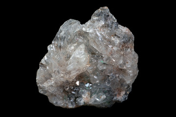 Celestine (Celestite) mineral from Brazil isolated on a pure black background