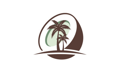 coconut tree logo design. Nature product coconut oil emblem. 