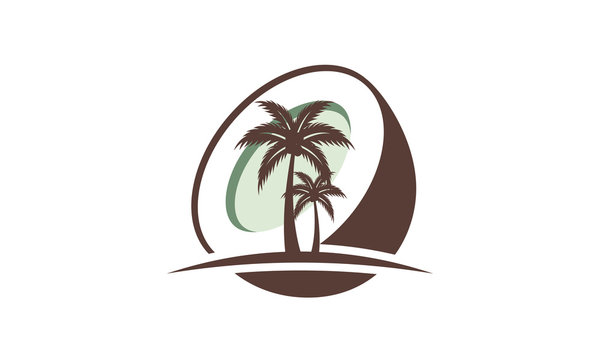 Letter C with Coconut and Palm Tree Logo Graphic by billah200masum ·  Creative Fabrica