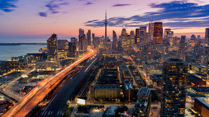 Toronto cityscape in the evening