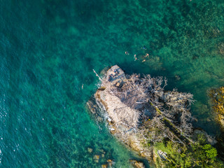 Aerial view of the coastline of the island of Koh Phangan, Thailand