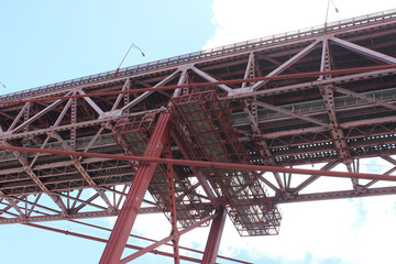 Fototapeta na wymiar huge metal bridge in Lisbon