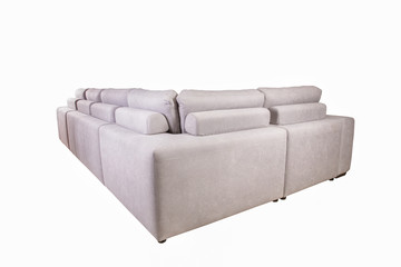 Sofa white with cushions, vil rear and side, corner