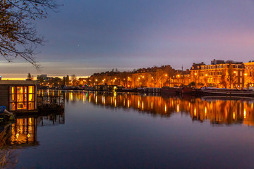 sunset in amsterdam