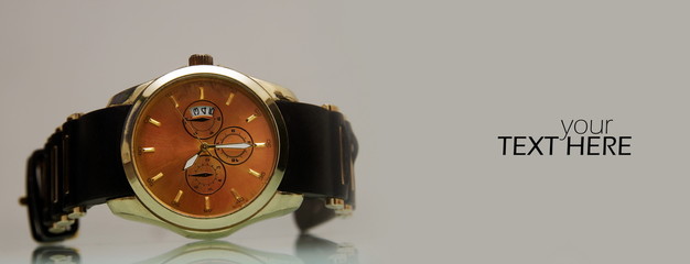 Elegant wrist watch with the copy space