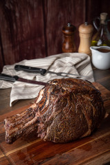 roasted thick cut ribeye with bone