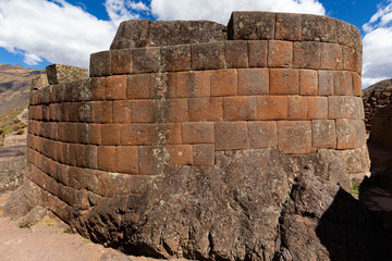 Ruins of the Temple of the Sun at Pisac in the Sacred Valley. Peru. - obrazy, fototapety, plakaty