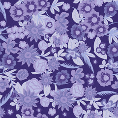 Obraz premium Seamless pattern with flowers. Colorful vector illustration. Print for home textile and clothes, fabric, textile