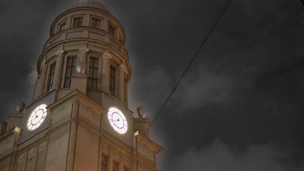 Historical clock tower in the center of Moscow