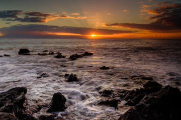 Waves at Sunset on Maui