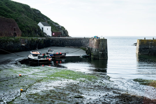 View of small harbor on sea coast