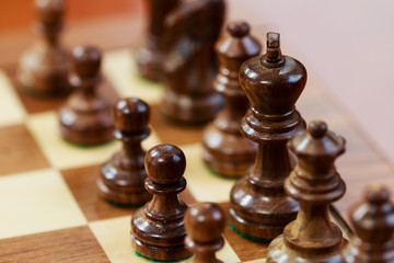 Macro view of a chessboard during game play