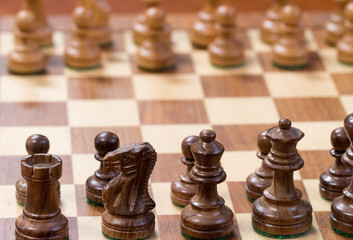 Macro view of a chessboard during game play
