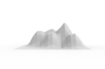 3D Graphic Mountain on White 3D Rendering