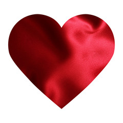 red silk heart on  white background