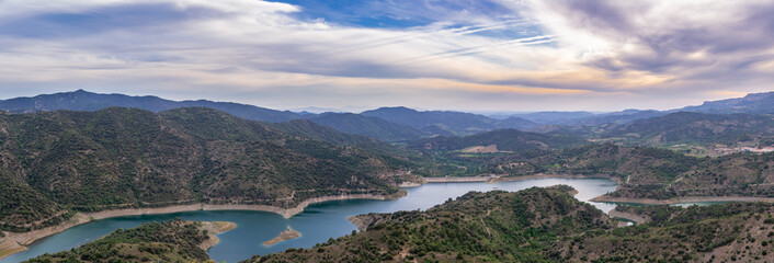The panorama of  Catalonian landscape, river Siurana, Catalonia, Spain