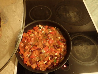 mixed salads on a frying pan