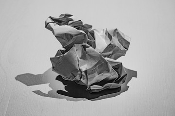 black and white crumpled paper