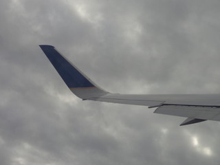 Fototapeta na wymiar airplane wing in the sky
