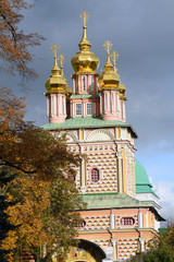 Fototapeta na wymiar Architecture of Trinity Sergius Lavra, Sergiyev Posad, Russia. Color photo. 