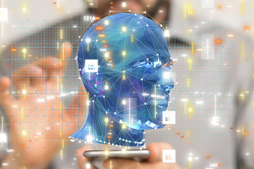 Human head cyber mind digital technology