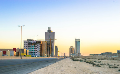 Fototapeta premium beautiful clean and growing city and skyscrapers of middle east with blue sky