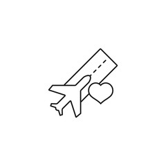 aviation love - minimal line web icon. simple vector illustration. concept for infographic, website or app.
