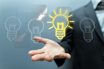 Bright idea in hand concept design art.