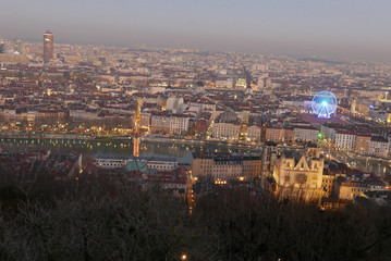 Obraz premium city ​​of lyon, in the rhone alpes region in france