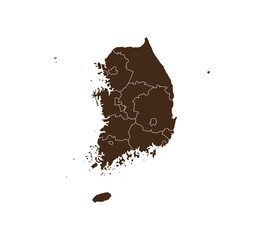 South Korea Map, states border map. Vector illustration.