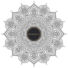 Obraz premium Black and white mandala vector isolated on white. Vector hand drawn circular decorative element.