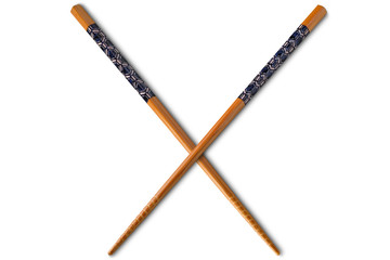 Japanese wooden chopstick on white background