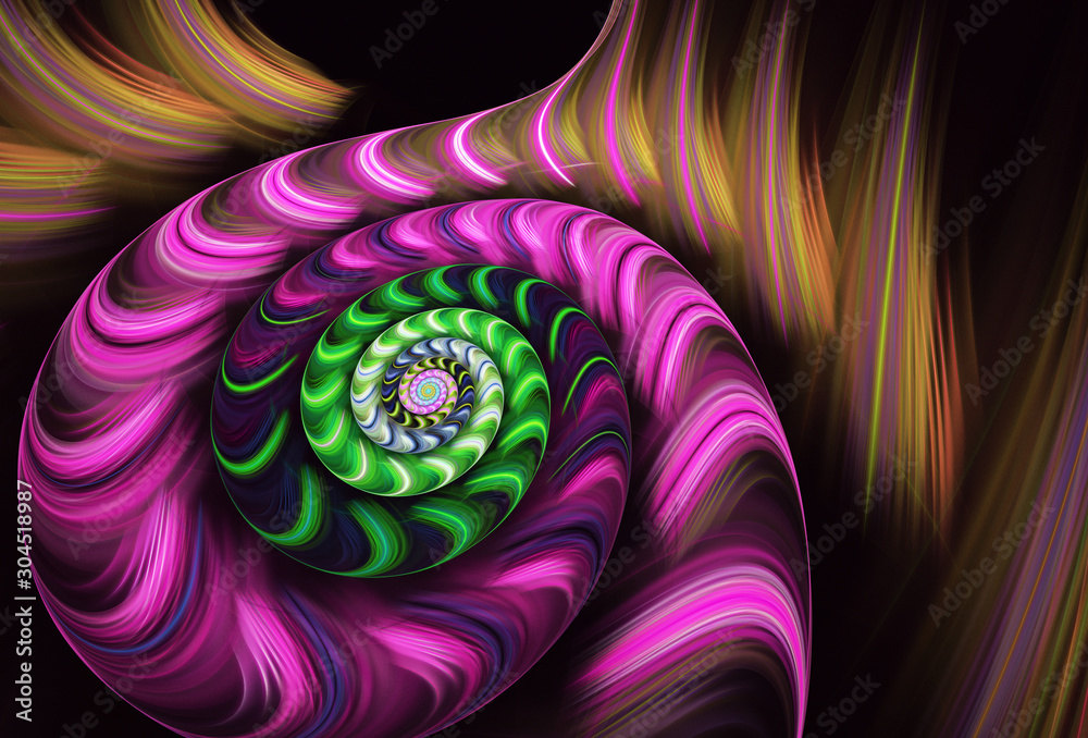 Wall mural abstract color dynamic background with lighting effect. fractal spiral. fractal art