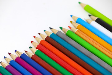 Colouring pencils on a white background