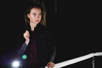 portrait of a tennis player with a racket