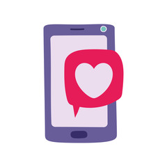 Isolated heart bubble and smartphone vector design