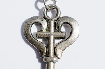 Beautiful silver pectoral cross with a heart