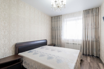 Russia, Moscow- July 06, 2019: interior room apartment. standard repair decoration in hostel