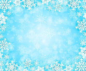 Christmas background with snowflakes frame. Vector illustration