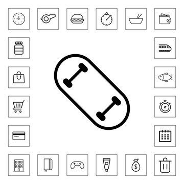 Skateboard outline icon for web and mobile