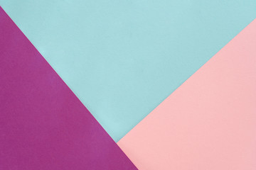 Pink blue violet background. Geometric figures, shapes. Abstract geometric flat composition. Empty space on monochrome cardboard