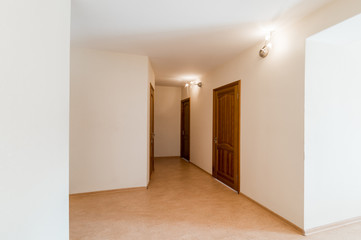 Russia, Moscow- July 06, 2019: interior room apartment. standard repair decoration in hostel. bright empty room without furniture