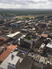 Fototapeta premium Recife / Pernambuco / Brazil. November, 18, 2019. Aerial view of the Pina community with its houses and narrow streets that are sometimes associated with Rio's favelas, in the south of Recife.