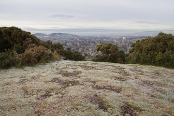 Hilltop view across Edinburgh City in winter