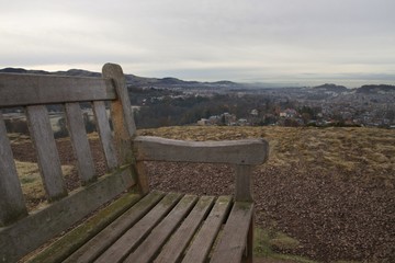 Wooden hilltop bench to relax & enjoy the views