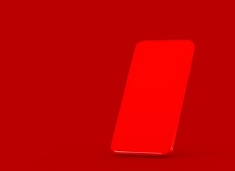 New smartphone with blank screen isolated Flat 3d